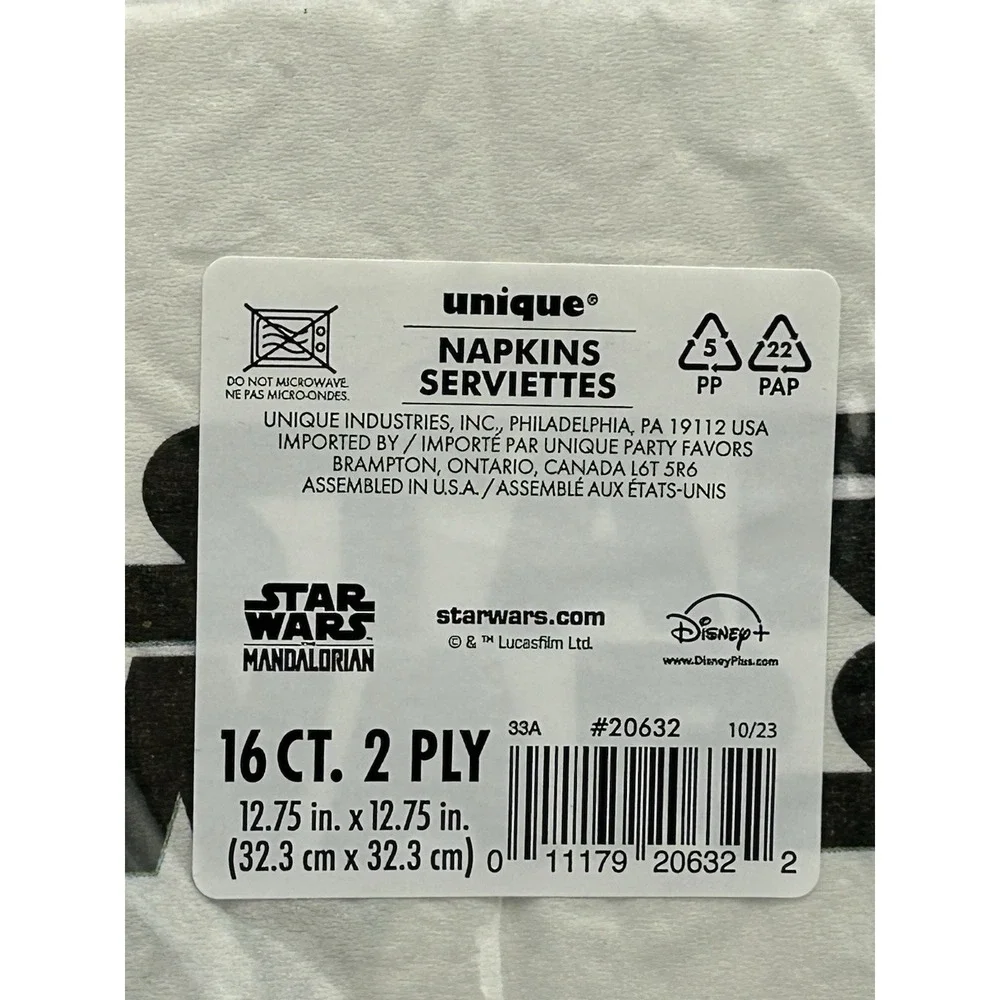 Star Wars Party Napkins Darth Vader Black White 16 Ct Lot of 4 Packs Sealed